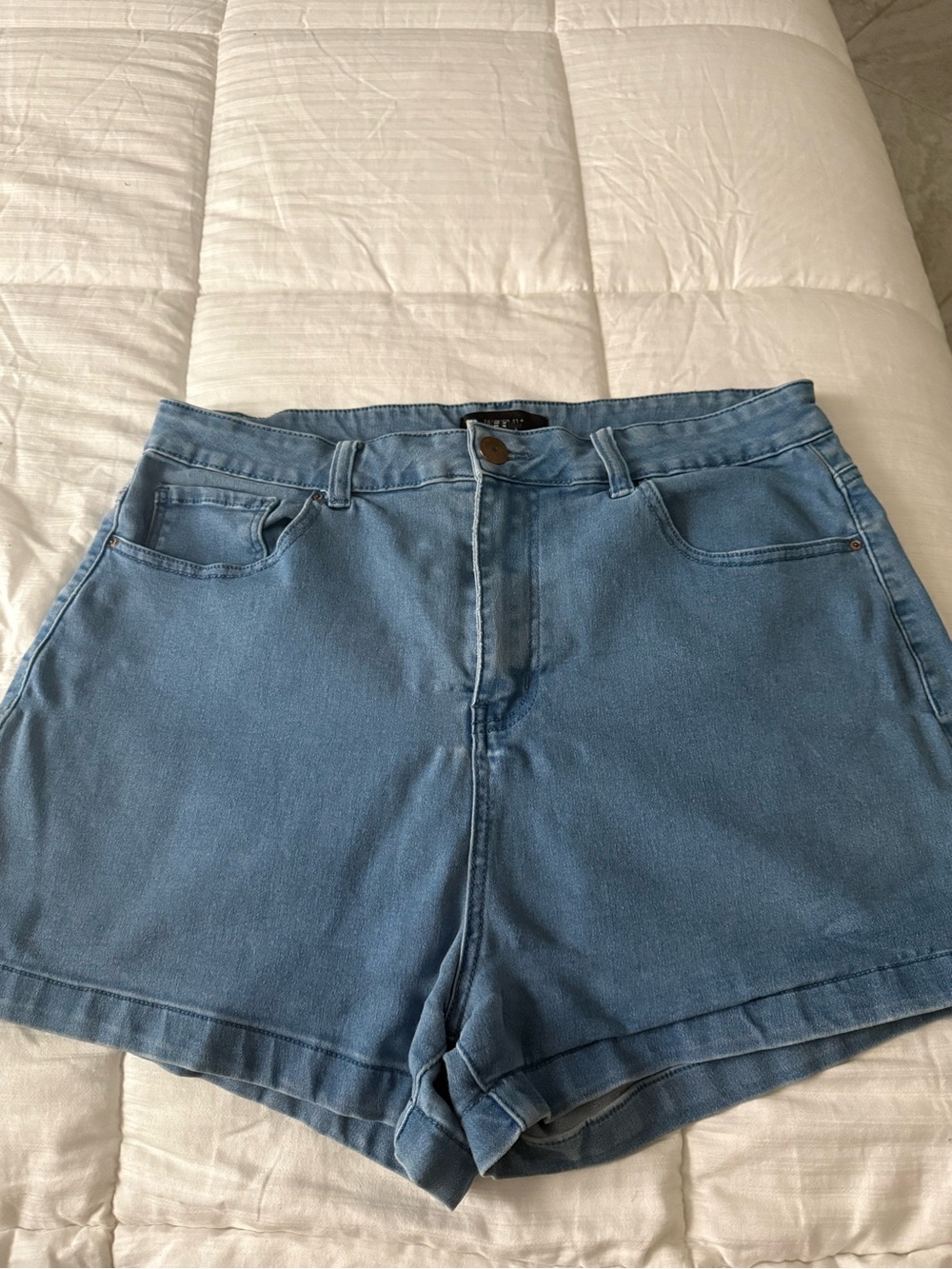 High-Waist Light Blue Denim Women’s Shorts